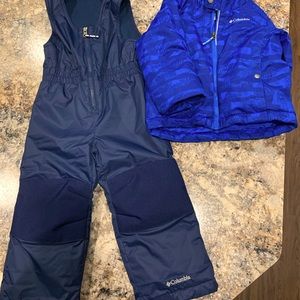 Columbia snowsuit and matching jacket. Adjustable sleeves and pants.
